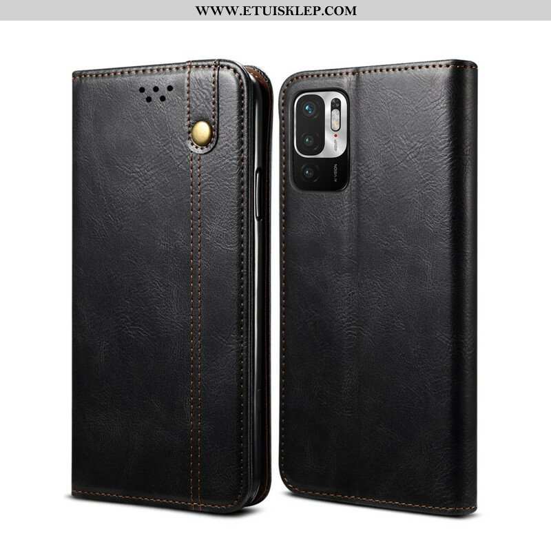 Etui Na Telefon do Xiaomi Redmi Note 10 5G Etui Folio Woskowana Sztuczna Skóra